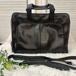 Levenger Black Leather 16” Slim Organizer Briefcase‎ Shoulder Hand Bag